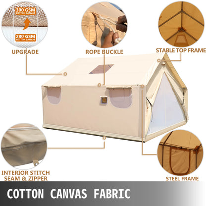 Large Canvas Wall Tent with PVC Storm Flap steel pipe