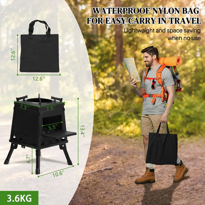 Compact 27x27x34cm Wooden Camping Stove