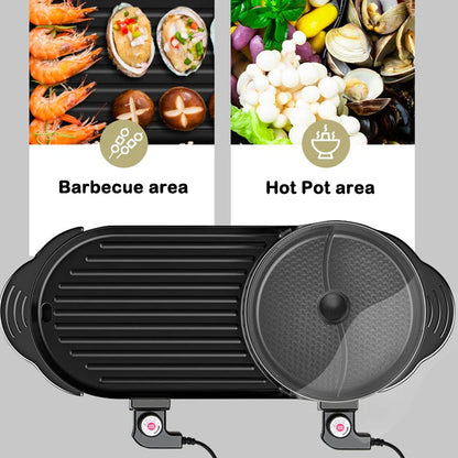 2 in 1 Electric BBQ Pan Grill w/ Hot Pot