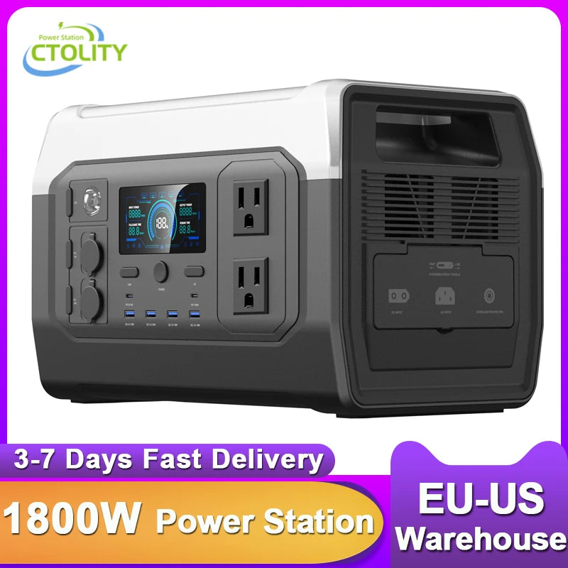 1800W Portable Power Station UPS Solar Generator 110V 220V