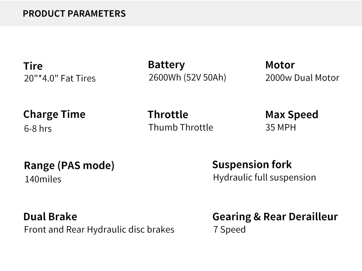 S6 Electric Bike for Adults Dual Moter Peak 3000W