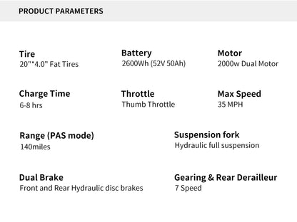 S6 Electric Bike for Adults Dual Moter Peak 3000W