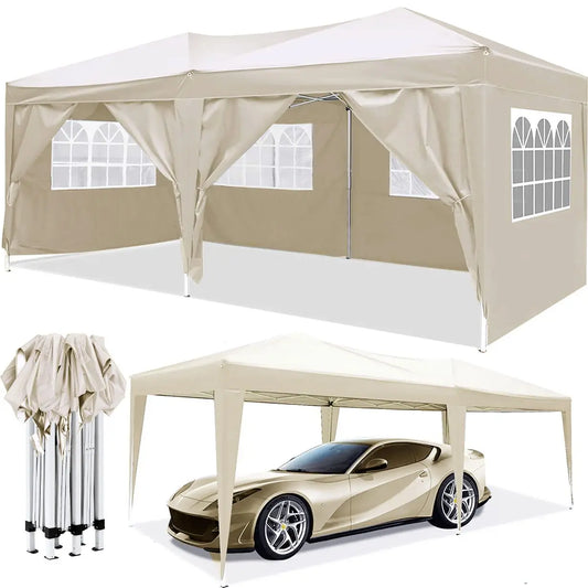 10'x20' EZ Pop Up Canopy Party Folding Tent with 6 Removable Sidewalls + Carry Bag + 4pcs Weight Bag