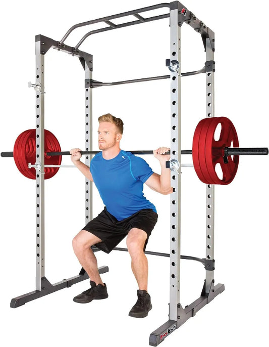 Fitness Reality Squat Rack Power Cage | Optional LAT Pulldown & Leg Holdown Attachment | Squat