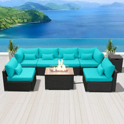 Outdoor Sofa Set with Gas/Propane Fire Pit Table