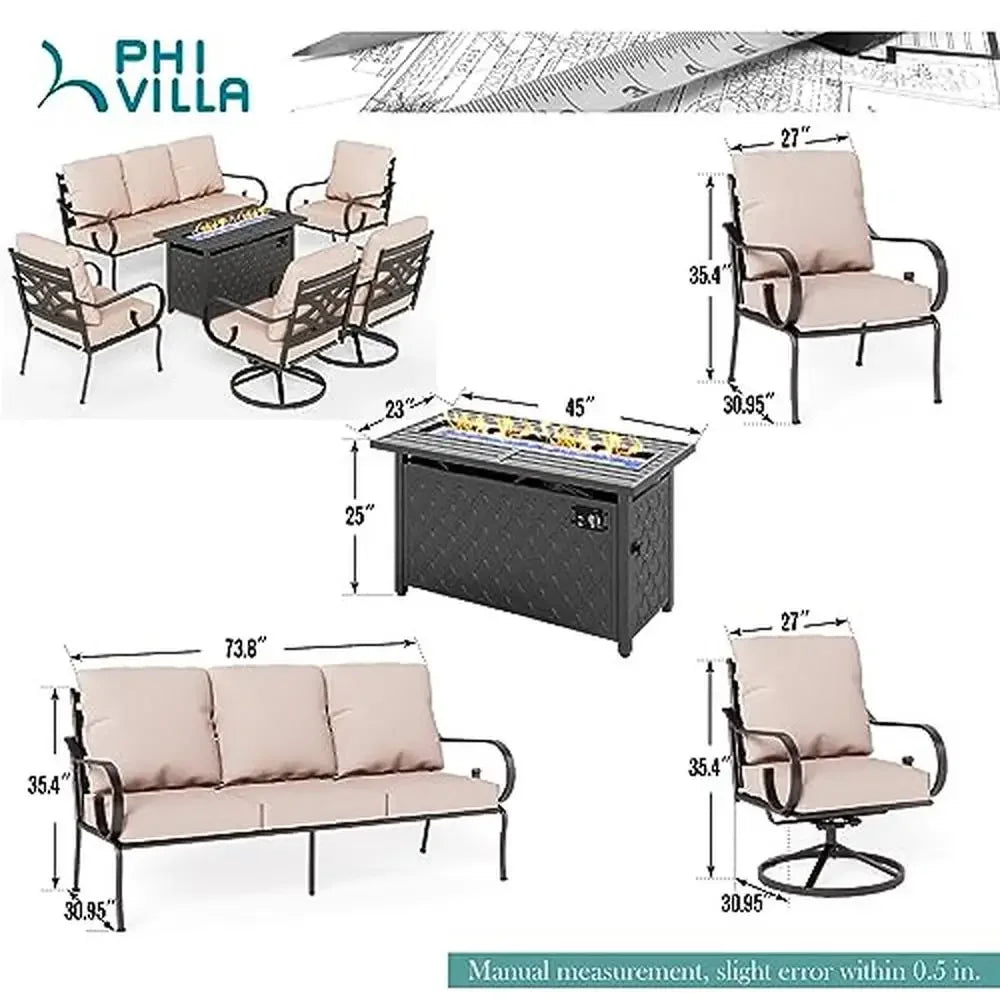 Outdoor Metal Patio Furniture Set with 45" Fire Pit