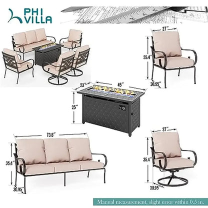 Outdoor Metal Patio Furniture Set with 45" Fire Pit