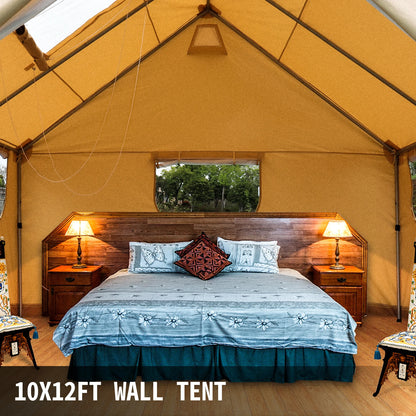 Large Canvas Wall Tent with PVC Storm Flap steel pipe