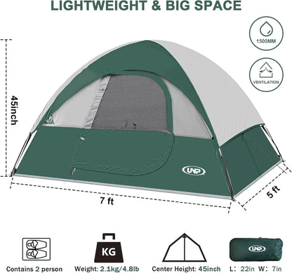 2 Person, Waterproof Windproof Tent with Rainfly and easy set up
