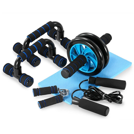 Gym Set No Noise Ab Roller/Jump Rope/Hang Grip, Push ups