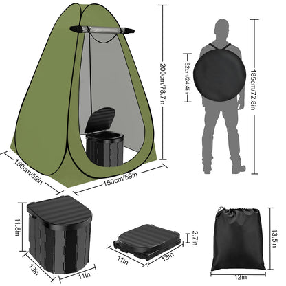 Camping Toilet with 1.5m Pop up Privacy Tent Large