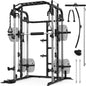 Power Cage Rack with Smith Bar and Cable Pulley System, and Lat pull down