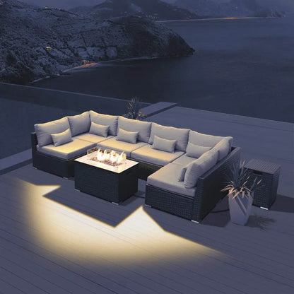 Outdoor Sofa Set with Gas/Propane Fire Pit Table