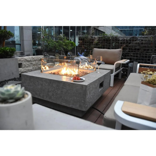 Manhattan Concrete Fire Pit 36" x 36" Includes Lava Rocks