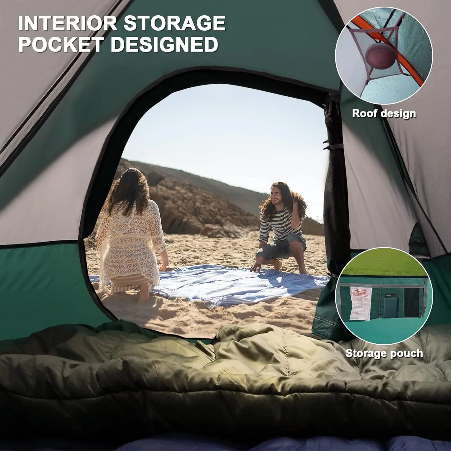 2 Person, Waterproof Windproof Tent with Rainfly and easy set up