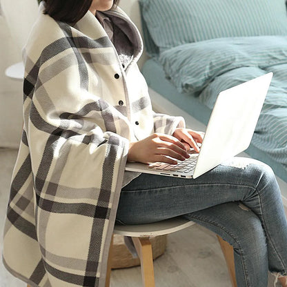 Double Layer Plaid wearable Blanket