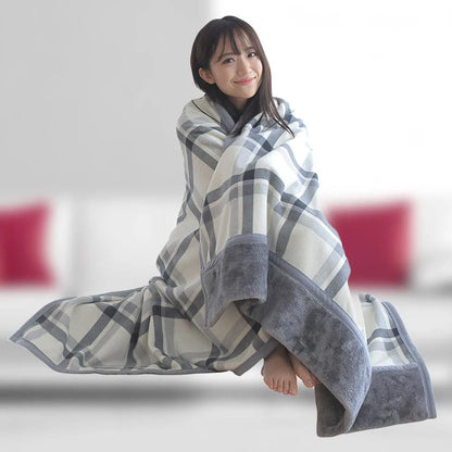 Double Layer Plaid wearable Blanket