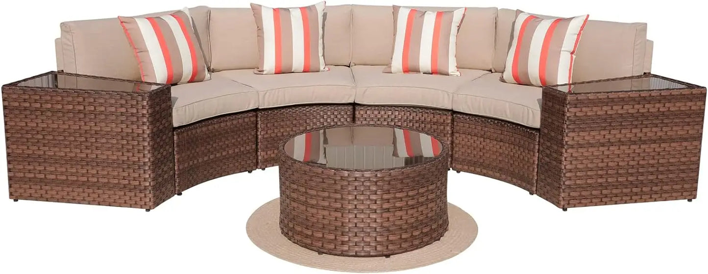 Outdoor 7-Piece Half-Moon Sectional