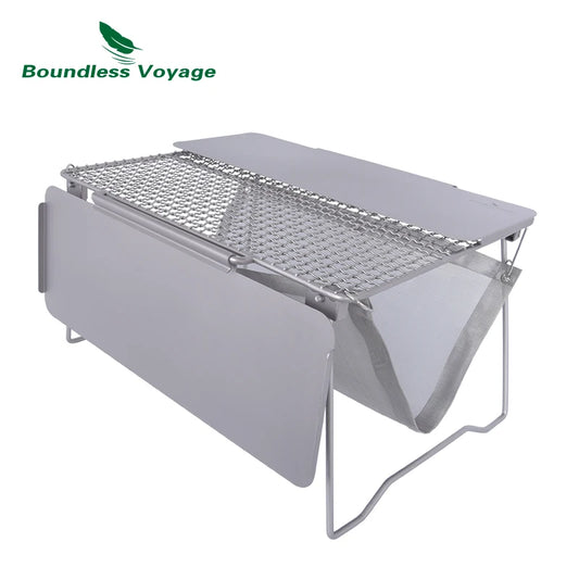 Voyage Folding Titanium Grill 2 in 1 Camping Table with Frying Plate