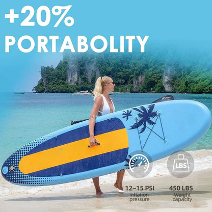 Inflatable Paddle Board, Advanced SUP Accessories, Backpack, 10L Dry Bag, Hand Pump, Fins