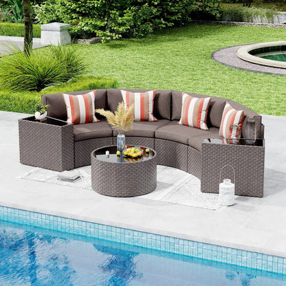 Outdoor 7-Piece Half-Moon Sectional