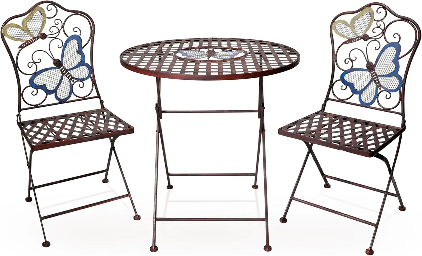 Indoor/Outdoor Bird Design 3-Piece Bistro Set Folding Table and Chairs