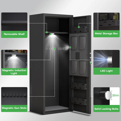 kavey Gun Safe with Removable Shelf and 3 Magnetic Gun Slots