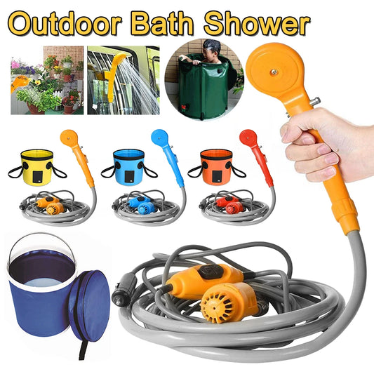Camping Shower with Water Bucket and 12V Pump