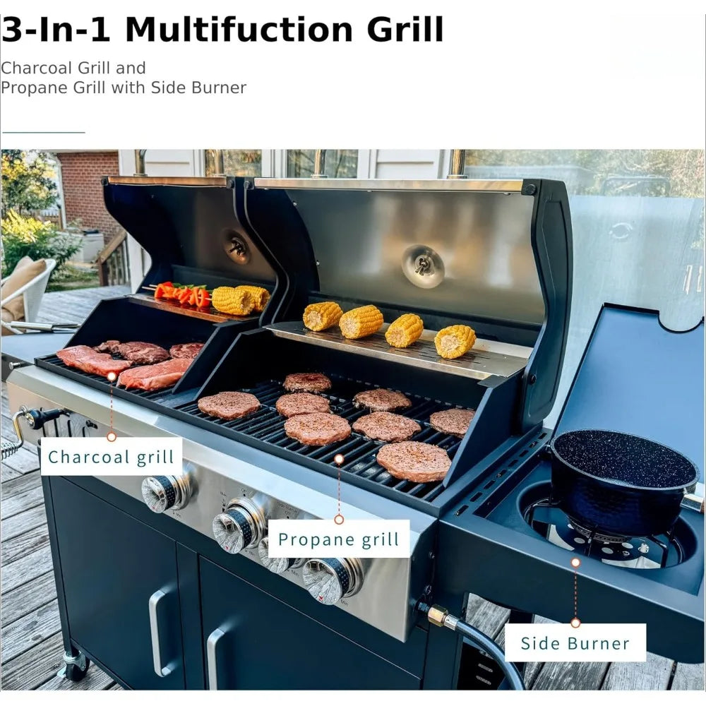 Gas and Charcoal Grill Combo