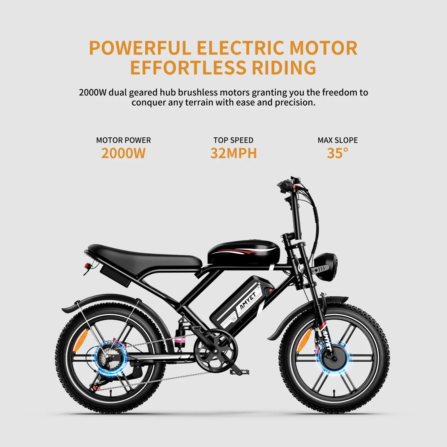 S6 Electric Bike for Adults Dual Moter Peak 3000W