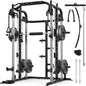 Power Cage Rack with Smith Bar and Cable Pulley System, and Lat pull down