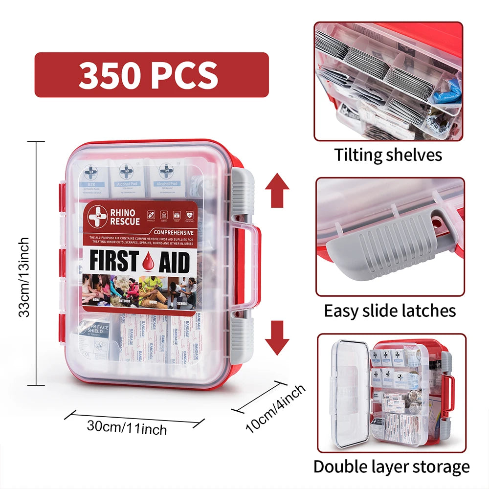 RHINO RESCUE 350 Pieces OSHA All-Purpose First Aid Kit