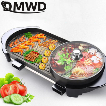 2 in 1 Electric BBQ Pan Grill w/ Hot Pot