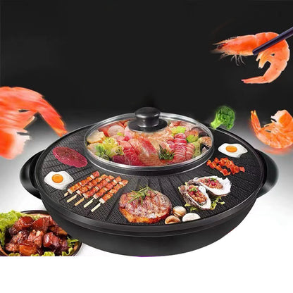 Portable Electric Grill with Hot Pot