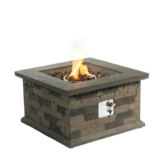 Outdoor Propane Fire Pit Table 28-inch stone look