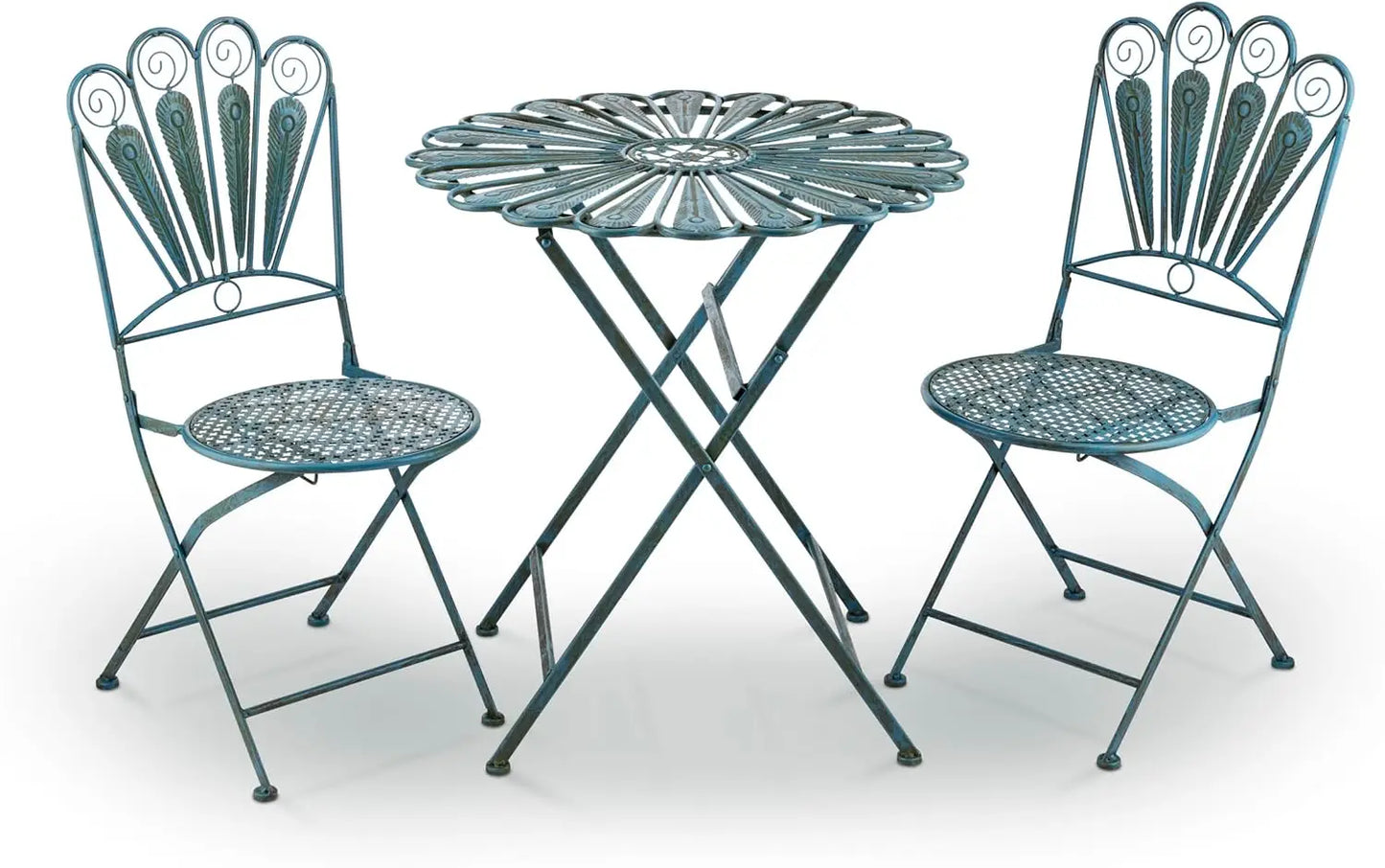 Indoor/Outdoor Bird Design 3-Piece Bistro Set Folding Table and Chairs