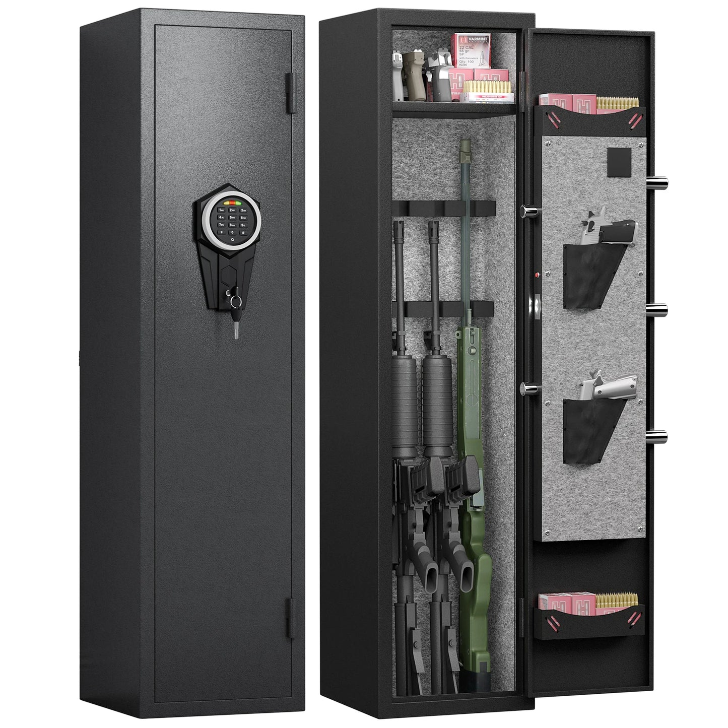 3 Gun Safe, Quick Access Rifle Gun Safe with Silent Mode and Alarm System