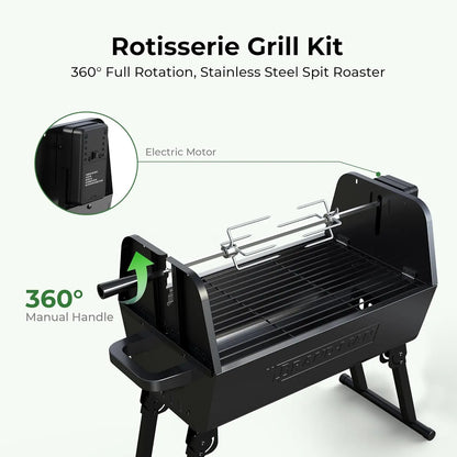 Brand-Man 2 in 1 portable Barbecue Grill with Rotisserie