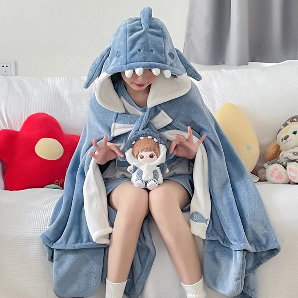 Hooded shark/bat blanket