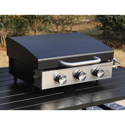 Gas BBQ Grill with Side Burner & Porcelain-Enameled Cast Iron Grates