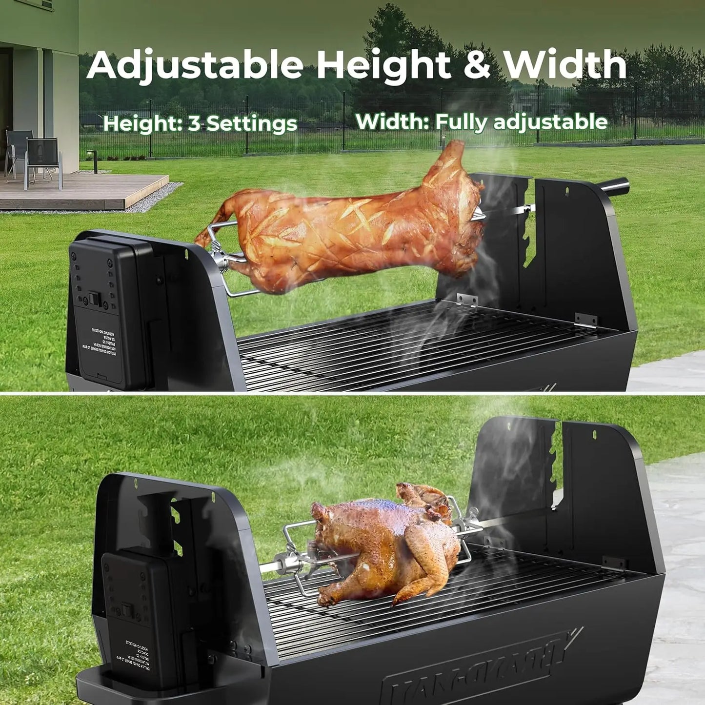 Brand-Man 2 in 1 portable Barbecue Grill with Rotisserie