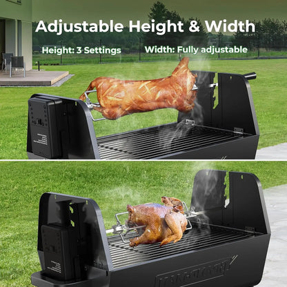 Brand-Man 2 in 1 portable Barbecue Grill with Rotisserie