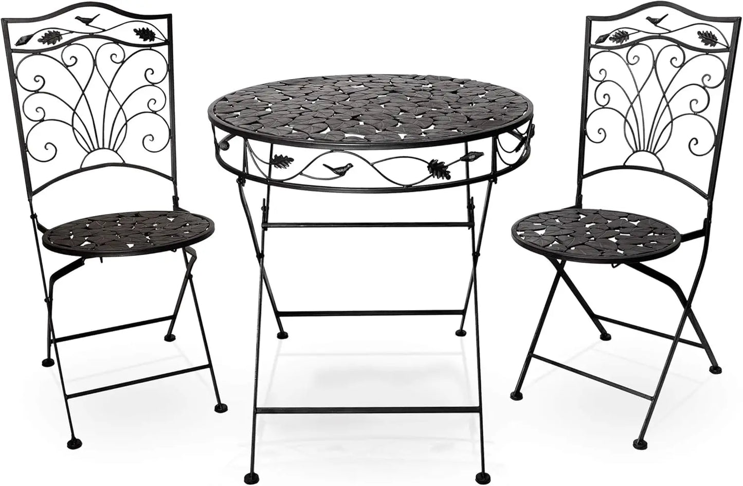 Indoor/Outdoor Bird Design 3-Piece Bistro Set Folding Table and Chairs