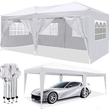 10'x20' EZ Pop Up Canopy Party Folding Tent with 6 Removable Sidewalls + Carry Bag + 4pcs Weight Bag