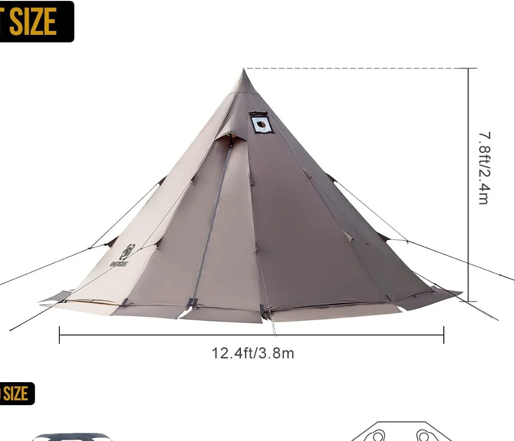 4-6 person Rock Fortress Hot Tent with Stove Jack