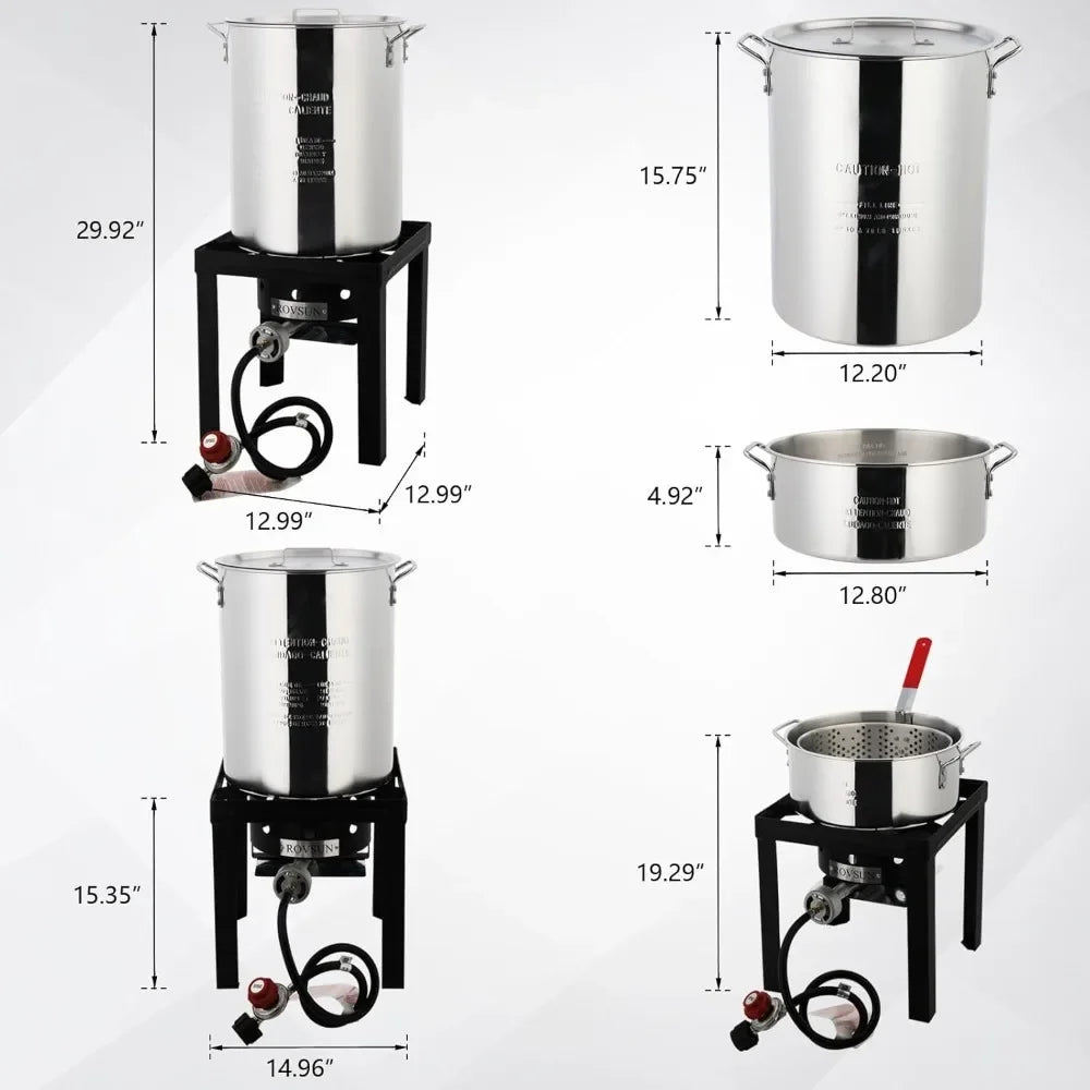Outdoor Deep Fryer & Seafood Crawfish Boiler  55000BTU Propane Burner,