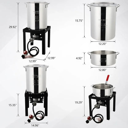 Outdoor Deep Fryer & Seafood Crawfish Boiler  55000BTU Propane Burner,