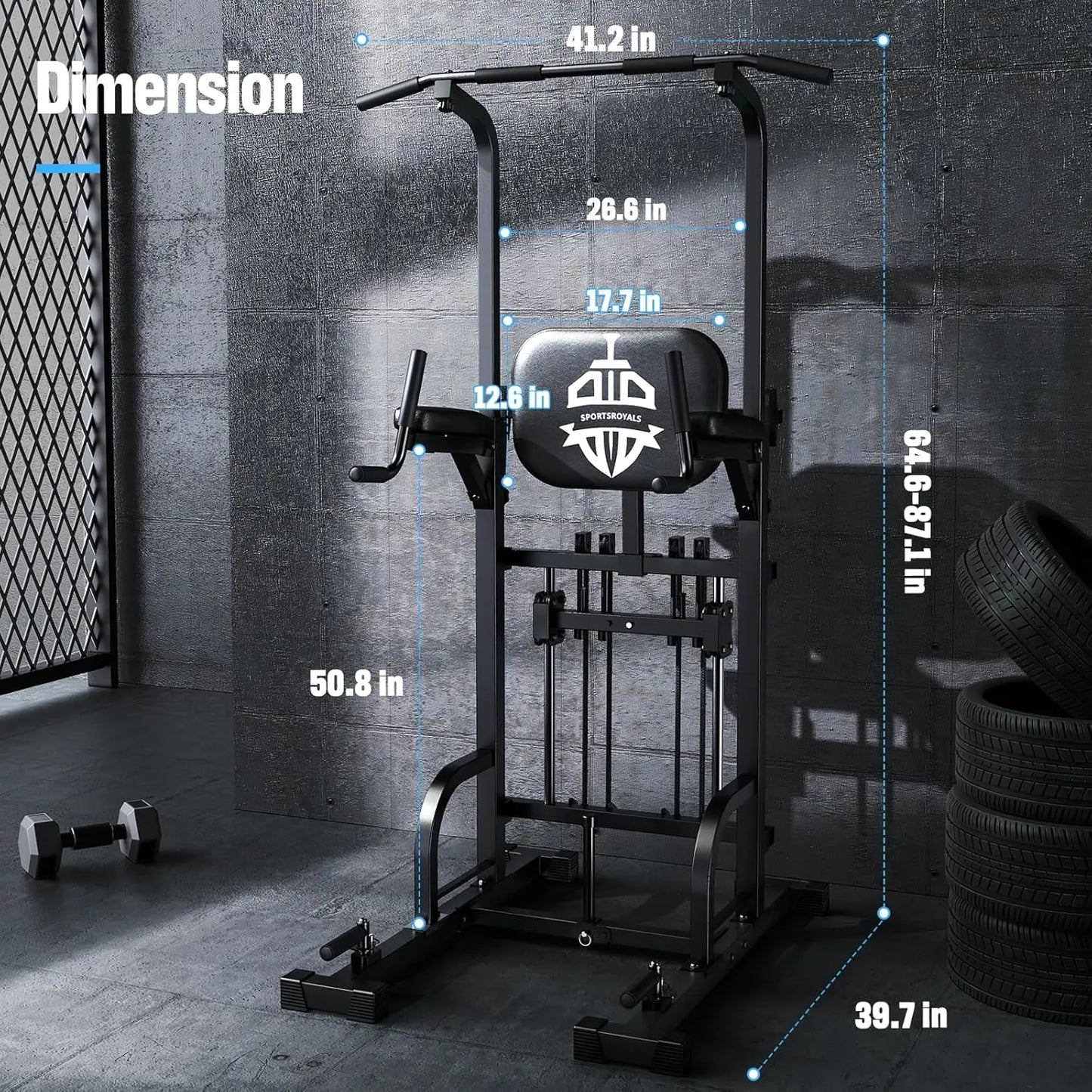 Power Tower Pull Up Dip Station Assistive Trainer 440LB