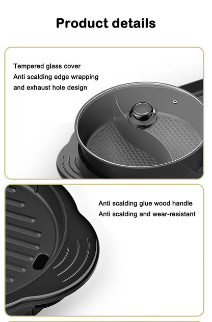 2 in 1 Electric BBQ Pan Grill w/ Hot Pot