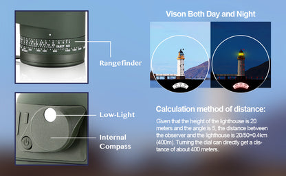 Marine Binoculars 10x50 Waterproof Binoculars with Rangefinder Compass